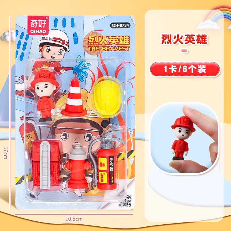 

8734 Eraser Penghapus Set Model Pemadam Kebakaran Firefighter Souvenir Gift Impor