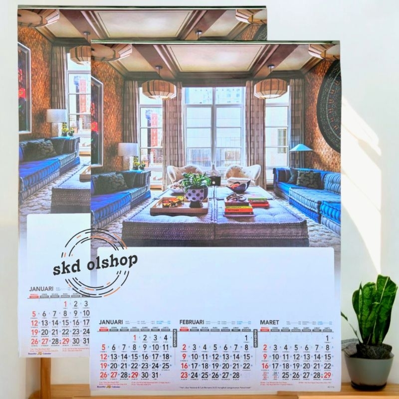 

Kalender tahun 2025 interior AO 116 4 lembar 3 bulanan ukuran 38 x 54 cm(terima castume cetak merek)