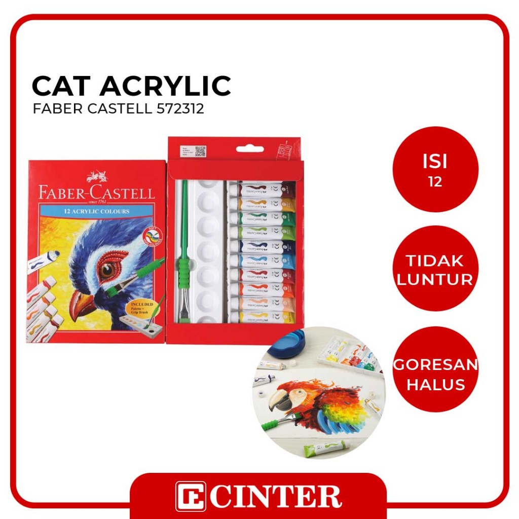 

FABER CASTELL - PEWARNA AKRILIK / CAT AKRILIK / ACRYLIC COLOR TUBE SET 12 WARNA 572312