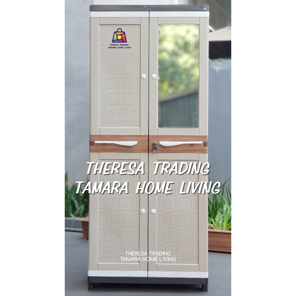 LEMARI PLASTIK CLUB COMPACT KACA CERMIN SUSUN 4 + KUNCI LEMARI