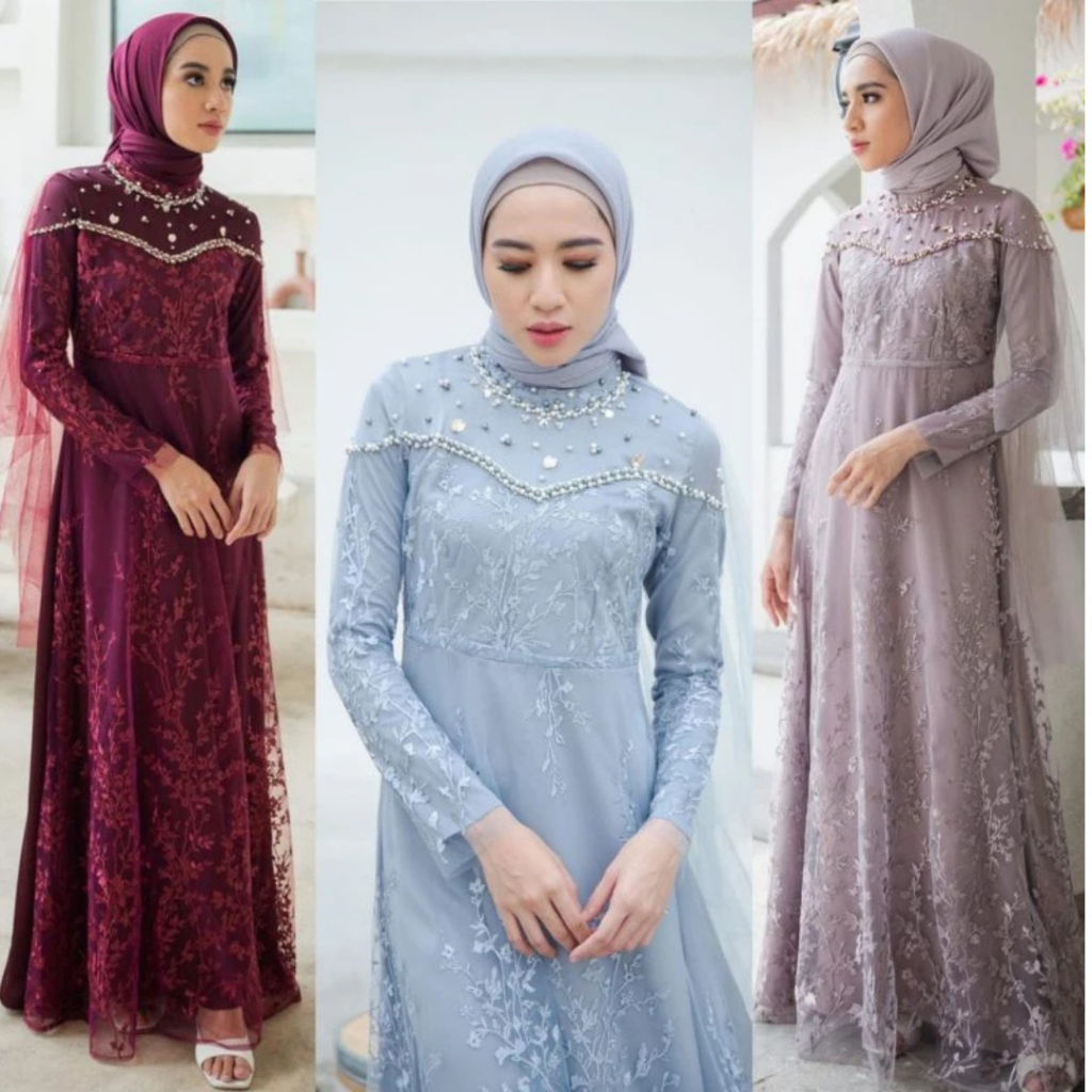 Namira Dress Maxmara Luxury Brukat Fashion Wanita Gaun Kondangan Bridesmaid Satin Velvet Jumbo