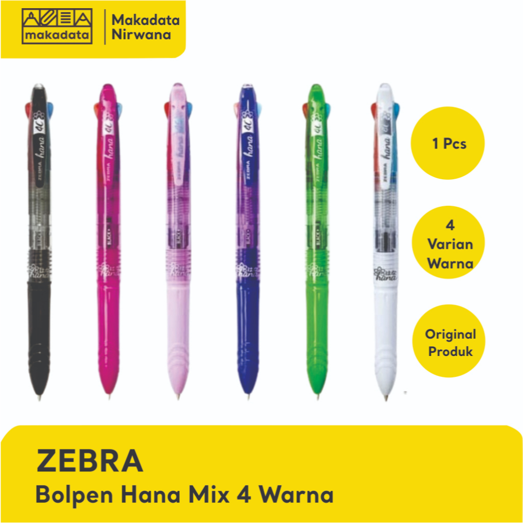 

ZEBRA BOLPEN/PULPEN/BOLLPOINT HANA MIX 4 WARNA (1 PCS)