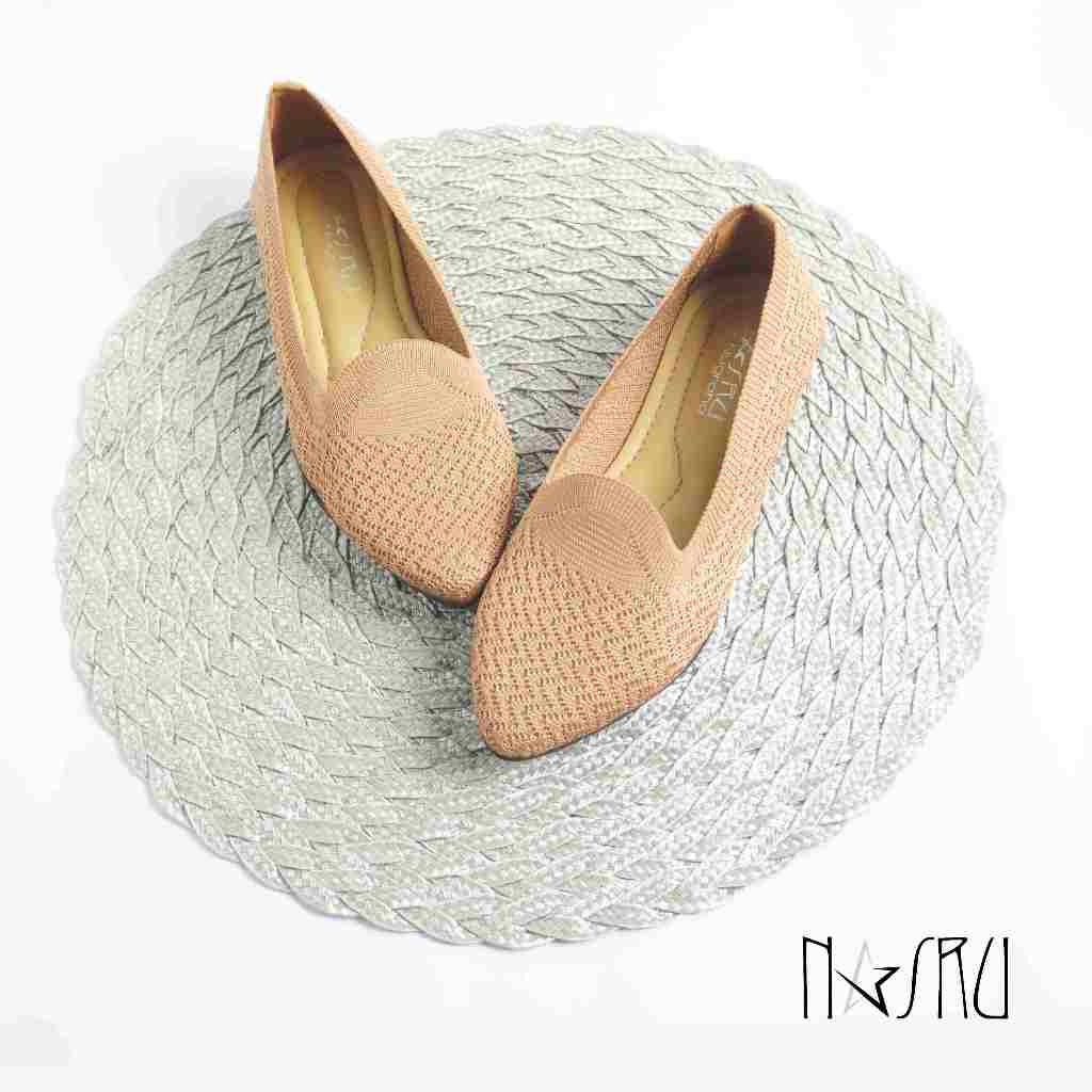 Nasru Sepatu Wanita Flat Shoes Celine Rajut Import Premium