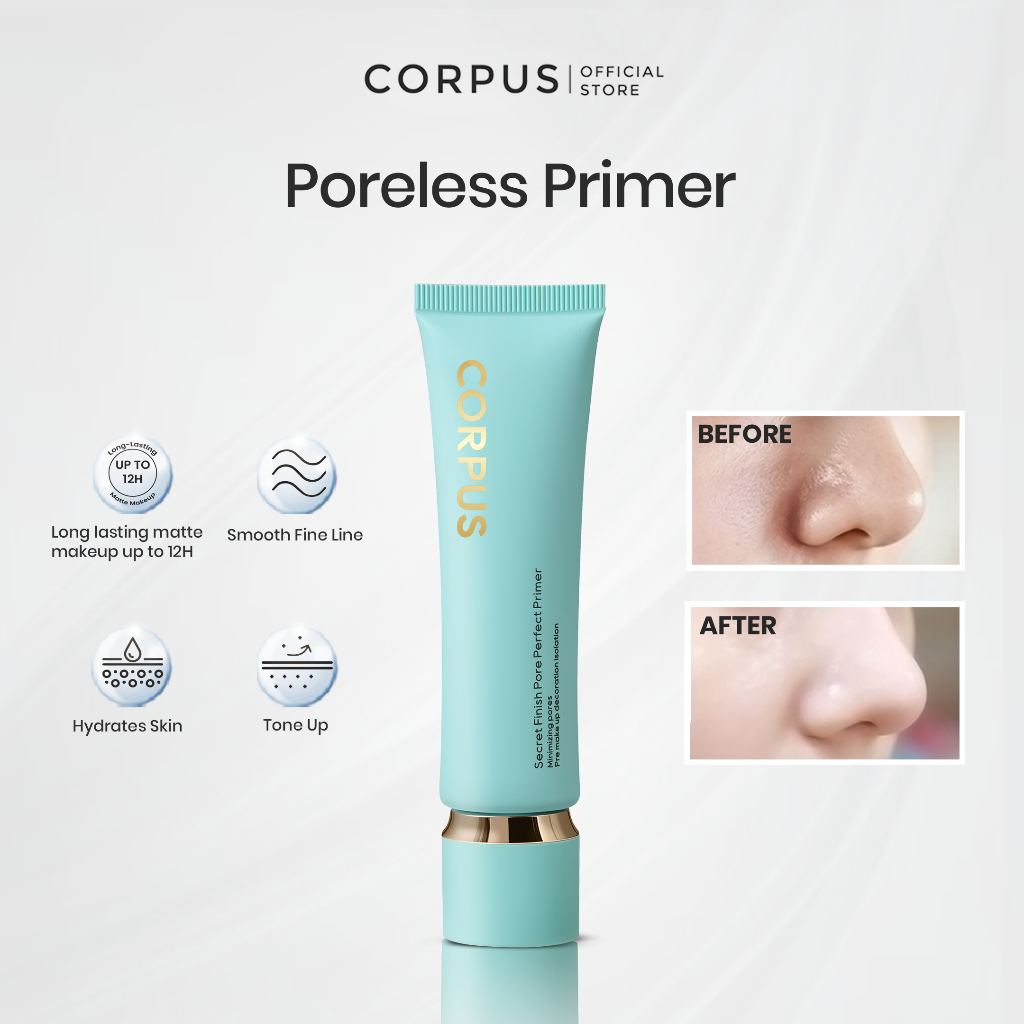 CORPUS Secret Finish Poreless Perfect Primer Tone up Effect | Oil Control | Tahan Lama 12 Jam