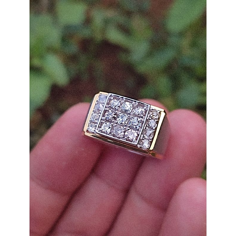 ready cincin stempel pria berlian banjar full putih bagus bukan berlian asep