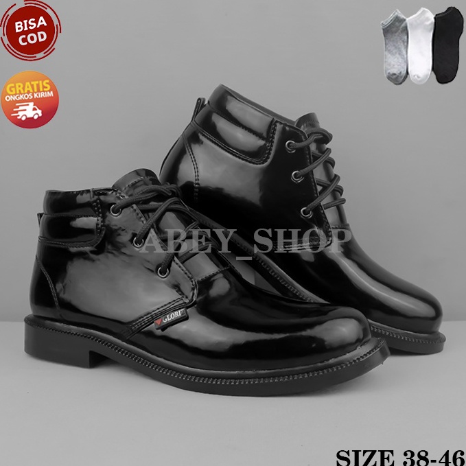 KODE J94D Sepatu PDH Tali 3 Kilap  Doff Kerja Resmi Dinas TNI Polri Polisi Satpam Security SEPATU PD