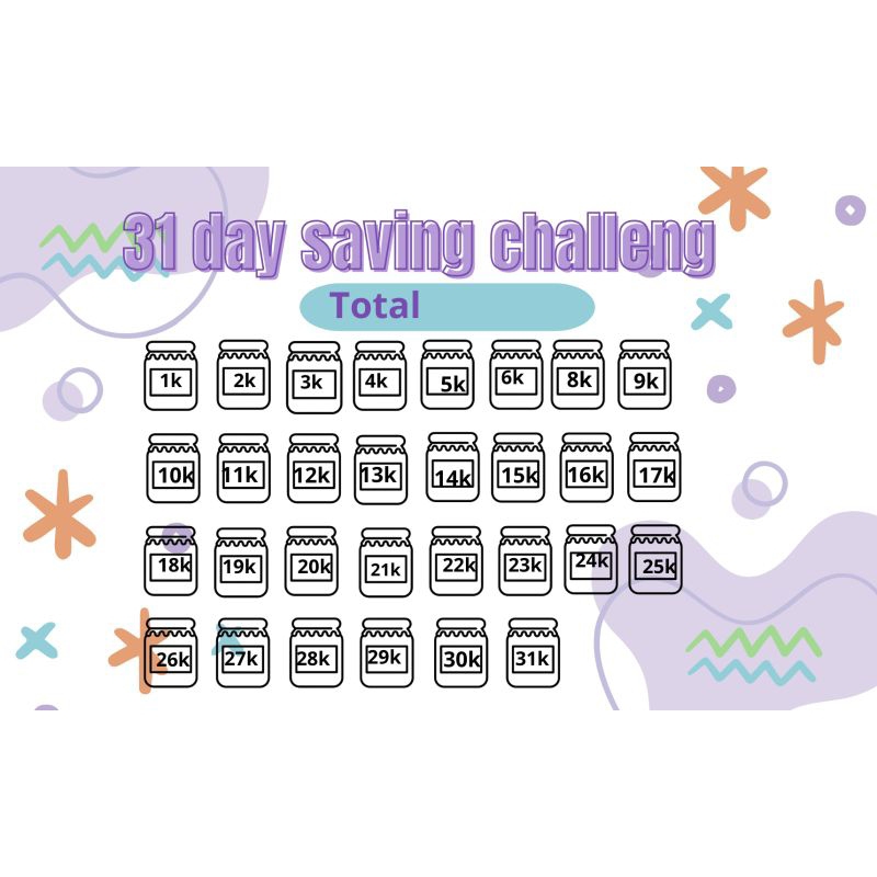 saving challenge kalender