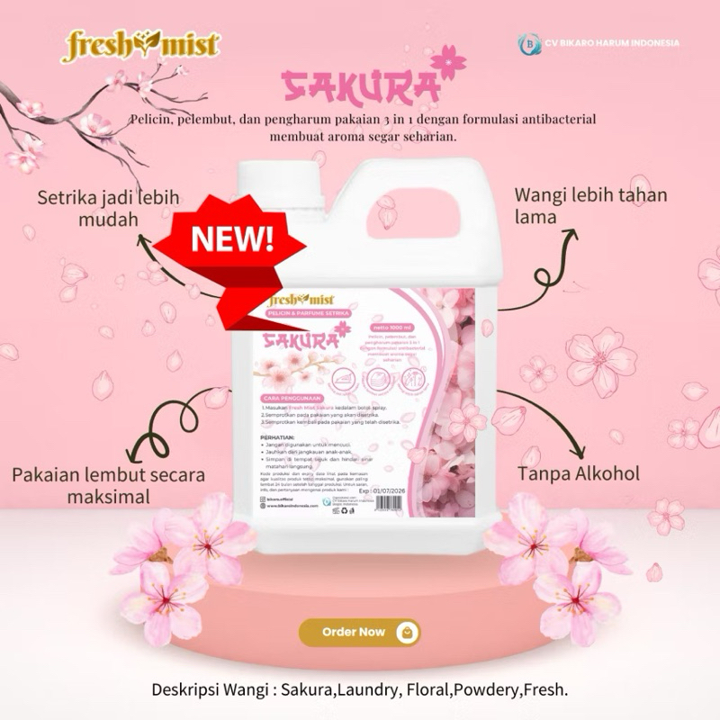 OK Parfume Laundry Grade A 1 Liter Fresh Mist 3in1 Pelicin Pelembut & Pewangi Pakaian Loundry SP25