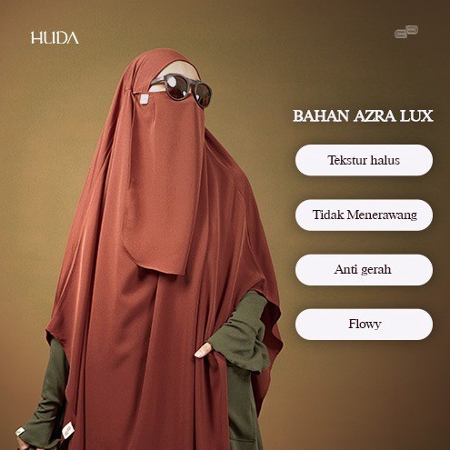 KODE L25O Huda  French Khimar Azra Lux Bertekstur Halus Ringkes Lebar Adem