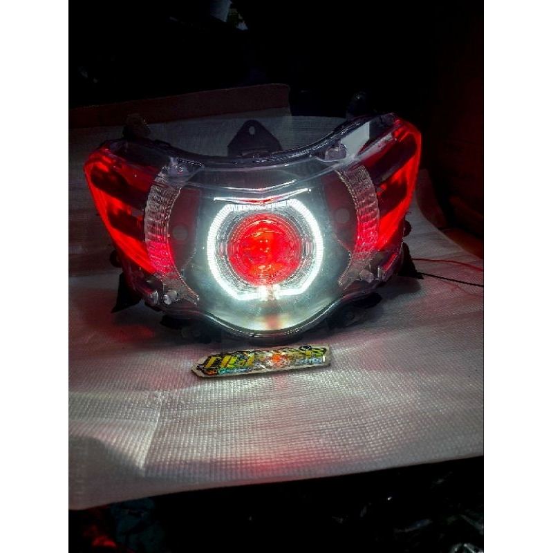 RED XEON GT125  MIO SOUL GT 115 CUSTOM BILED ALA CAHAYA SUPER TERANG REFLEKTOR LAMPU DEPAN CUSTOM PN