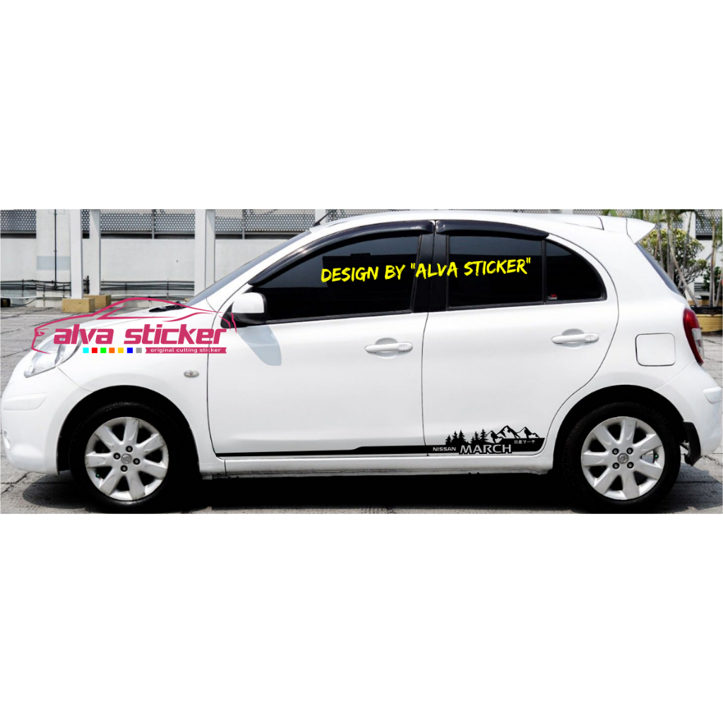 new sticker march stiker march list stripe mobil nissan march stiker motif gunung & cemara untuk nis