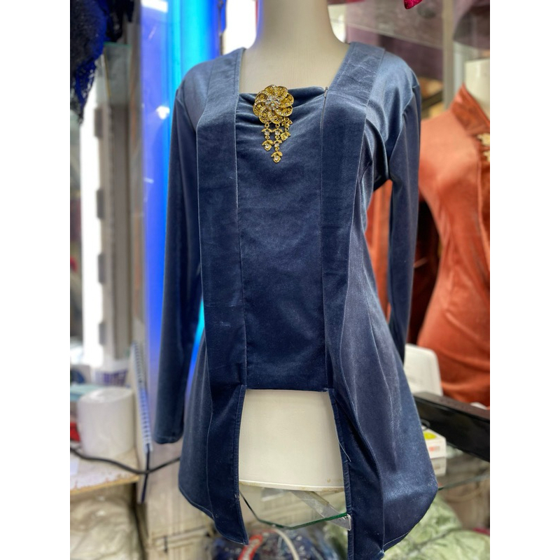 atasan  kutu baru bludru Denim