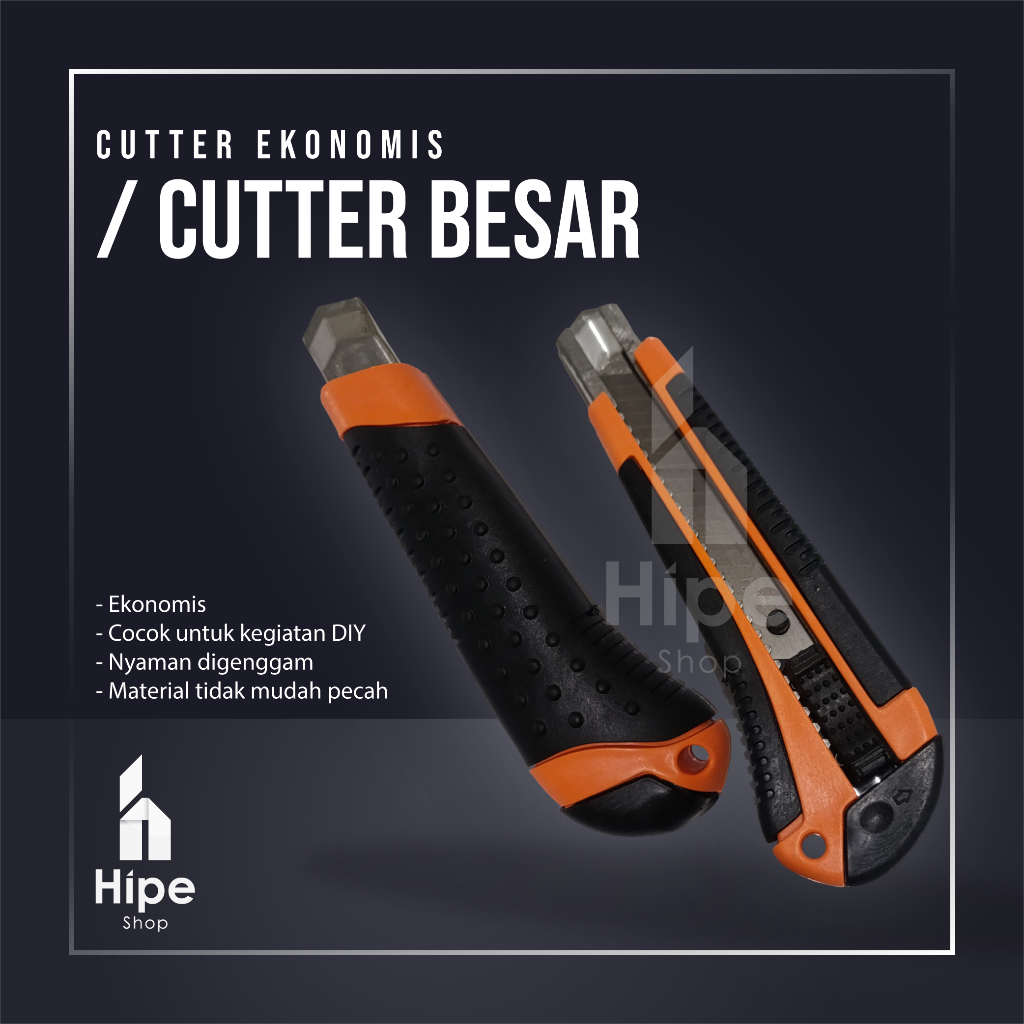 

Cutter Solid Besar Grip Lapis Karet / Cuter Pisau Kater Pemotong Serbaguna Rubber Grip DIY