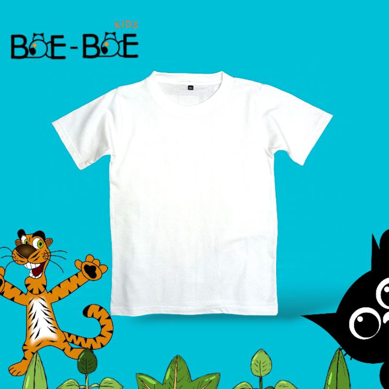 Kaos Anak Polos Putih Unisex Laki-Laki Perempuan Umur 2-11Tahun Cottun Combed 24s Premium Baju Anak