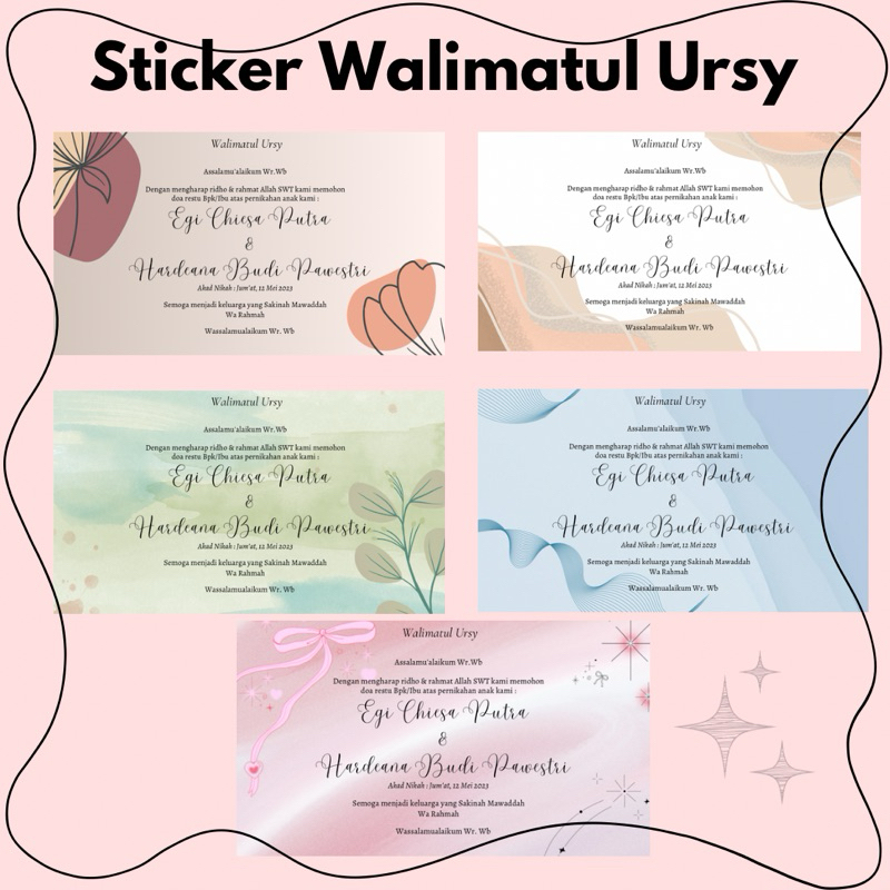 

Custom Sticker Walimatul Ursy / Acara Pernikahan / Pengajian / Tasyakuran