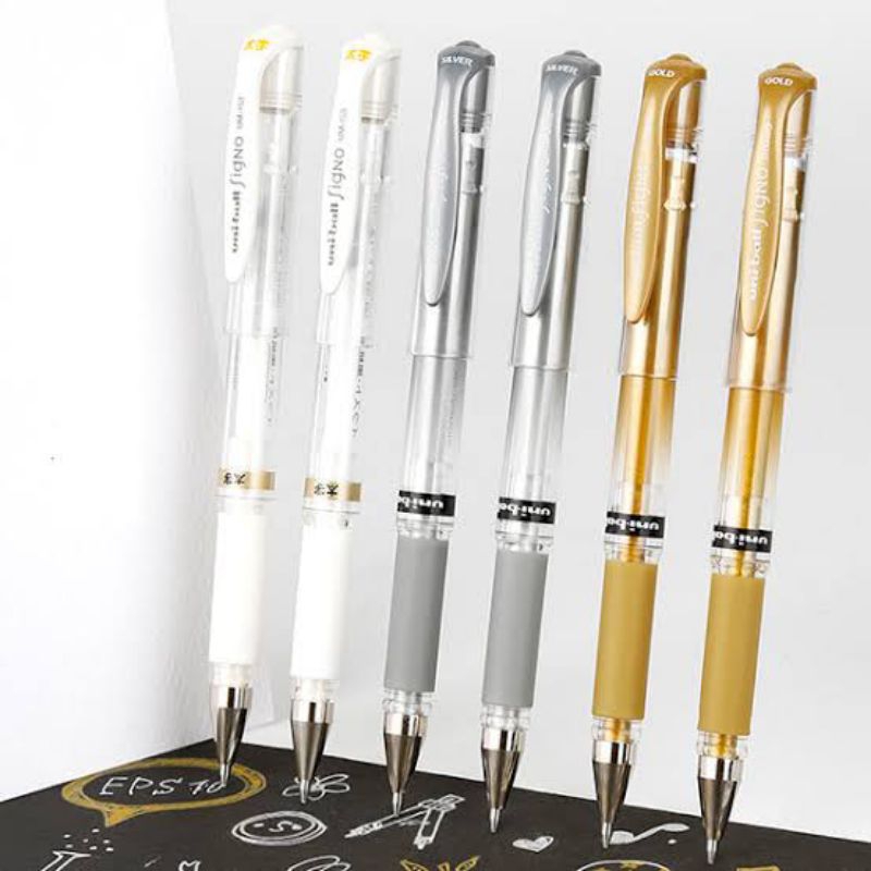 

PULPEN SIGNO UM-153 1.0MM GOLD/WHITE/SILVER UNI BALL