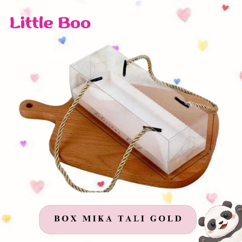 Box Kue Mika Persegi Panjang Handle Tali / Box Kue Spiku Brownies / Box Mika Tali / Kotak kue mika t