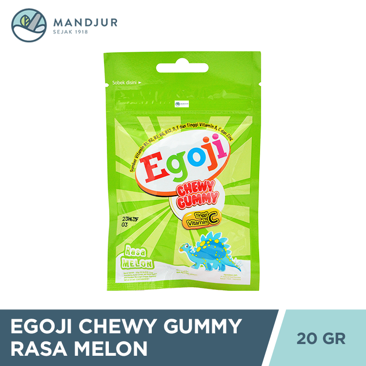 

Egoji Chewy Gummy Melon Isi 10 Butir - Permen Gummy Vitamin C