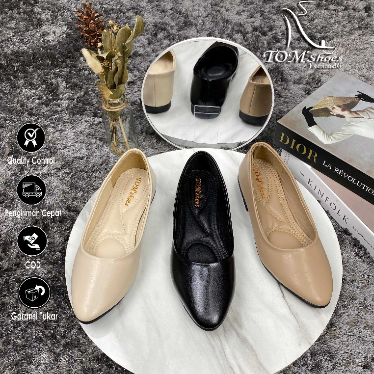 TOM SHOES - Sandal Wanita Flat Shoes Polos Sepatu Kantoran Kuliah Sekolah Kerja CN 04