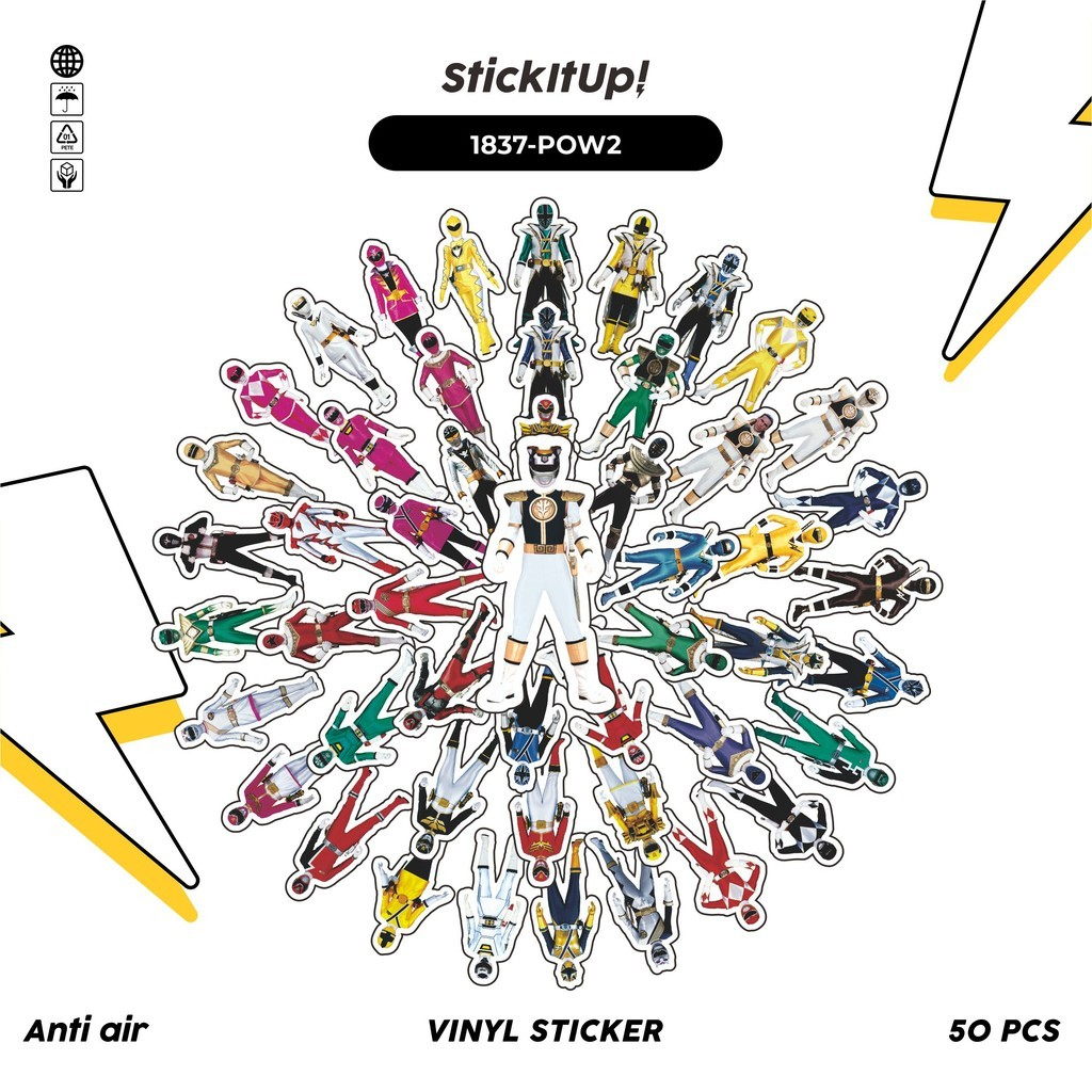 

COD✨ 50 Pcs Stiker POWER RANG3R MIX 02 Lucu Anti Air Untuk Dekorasi Notebook Sepeda Skateboard Handphone DIY