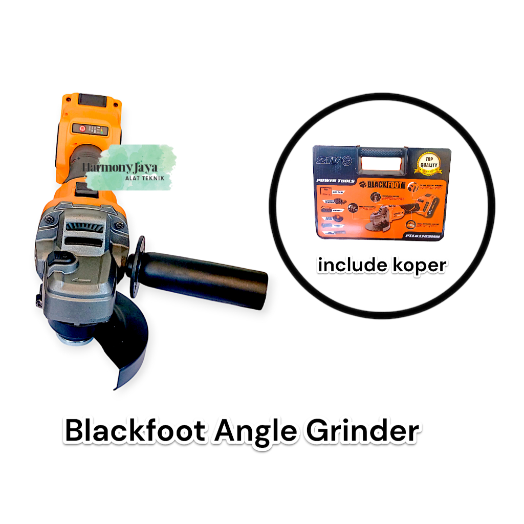 BLACKFOOT Cordless Angle Grinder -  Mesin Gerinda Baterai - Cordless Angle Grinder Brushless  4" 21V