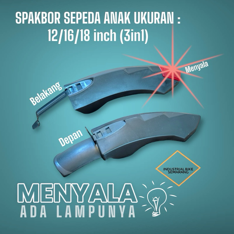 (( SPAKBOR MENYALA )) Fender Spakbor Selebor Mudguard Sepeda Anak Ukuran 12 16 18 inch BMX Mini