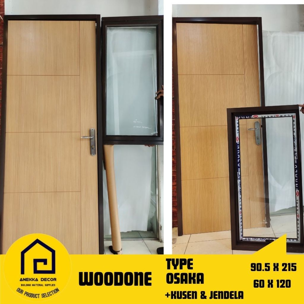 Pintu kayu dan jendela gendong / Pintu kamar tidur bahan kayu HMR finishing laminate OSAKA