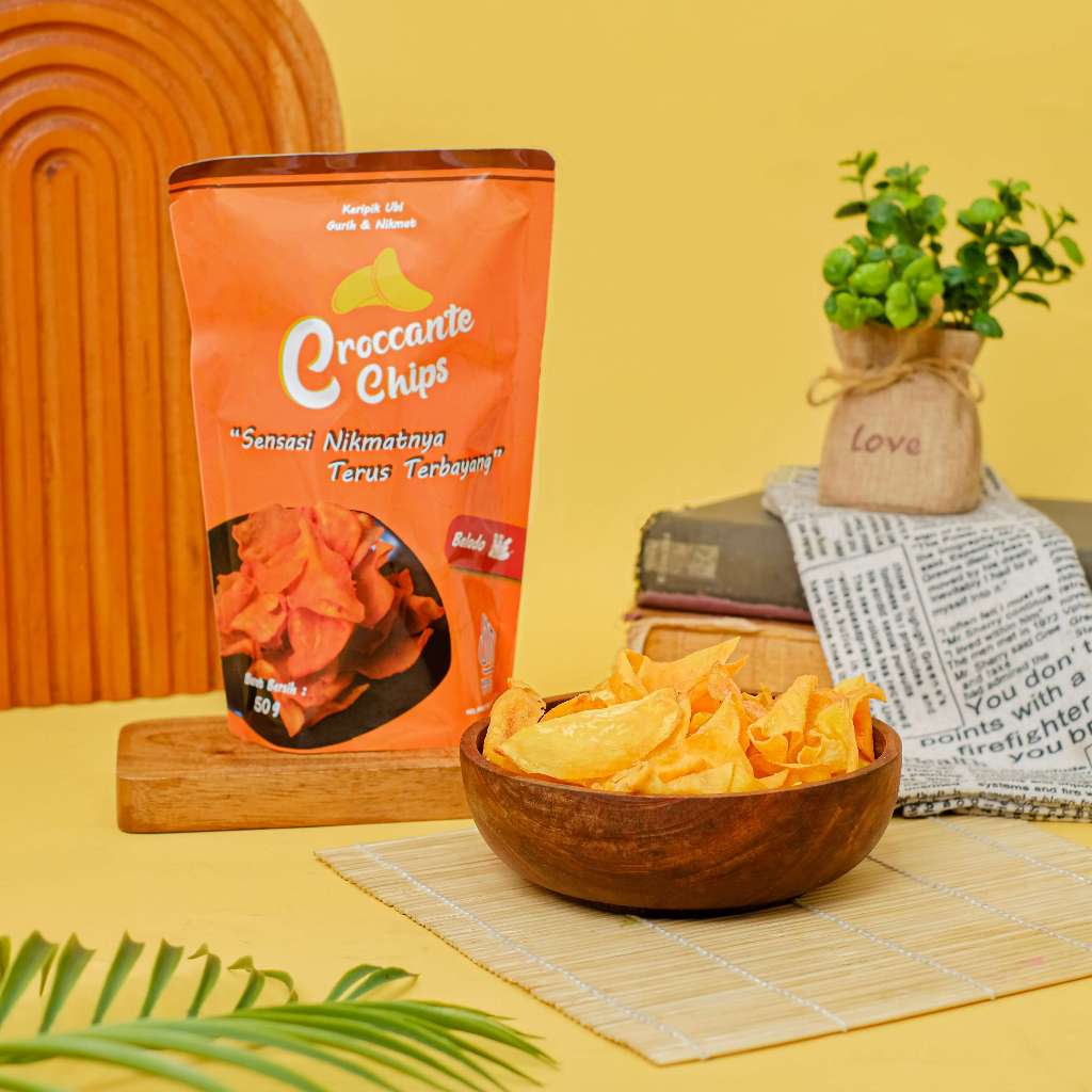 

Croccante Chips Cemilan Keripik Ubi Rasa Balado 50 gr