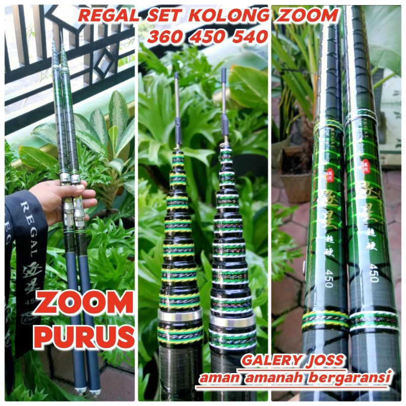 joran tegek kolong zoom orca Regal 360 450 540 bahan carbon kaku kuat ringan sudah set zoom Purus