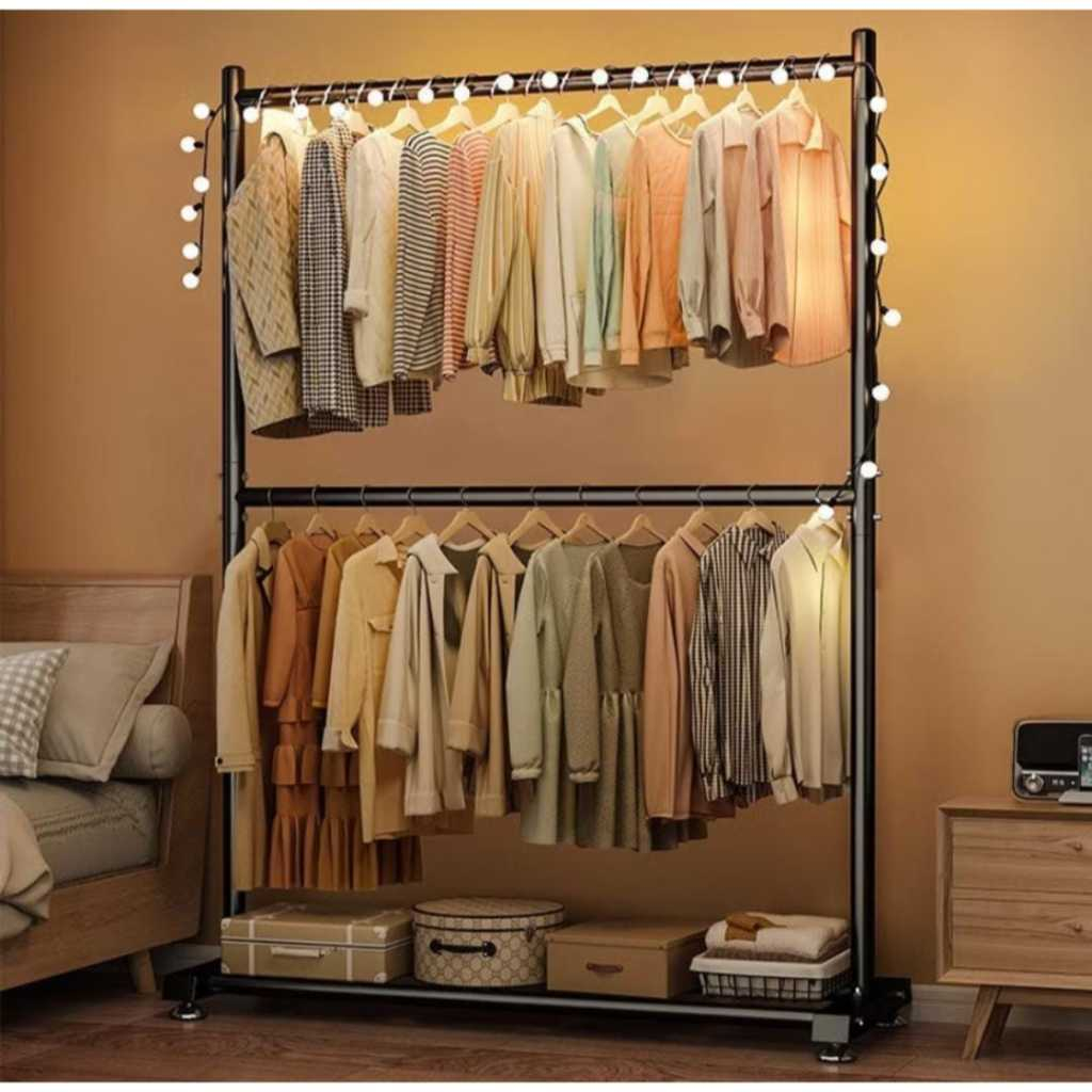 Rak Gantung Baju Besi Stand Hanger Double Gantung Baju Minimalis Jemuran Baju