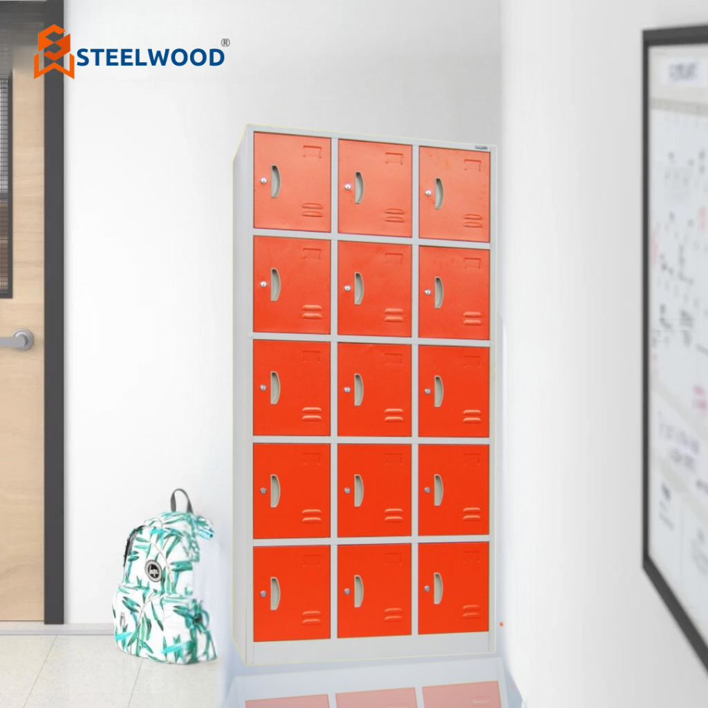 STEELWOOD || LOCKER BESI 15 PINTU BESI PLAT/LOCKER LUAS/LOCKER SERBAGUNA/LOCKER BESI