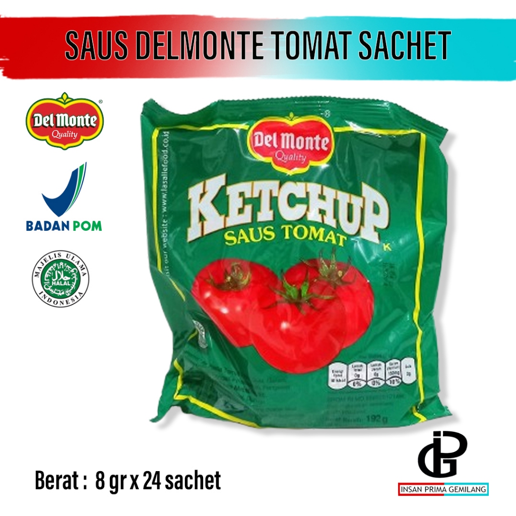 

Saos DELMONTE Tomat Sachet @8gr x 24 pcs / Del Monte Tomat Sachet