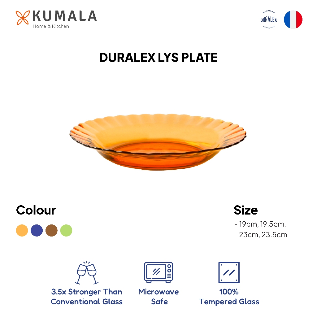 DURALEX LYS PLATE - Piring Makan Kaca - Glass Dinner Dessert Plate