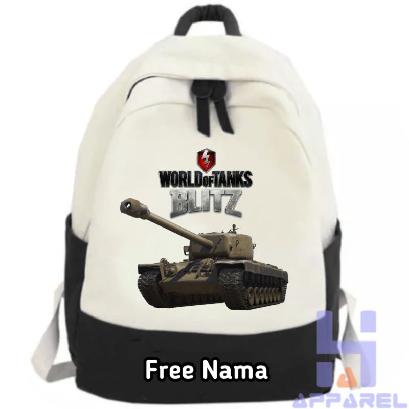 TAS RANSEL ANAK MOTIF GAMBAR WORLD OF TANKS BLITZ FREE NAMA