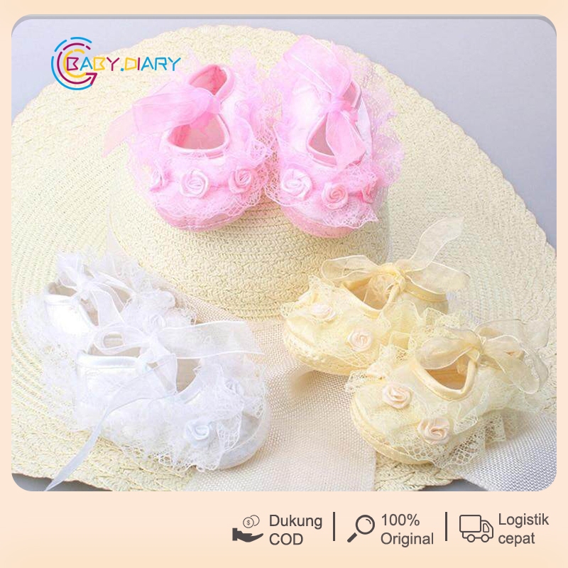 Bayi Lucu Renda Bunga Mahkota Simpul Lembut Anti Slip Gadis Sandal Sandal Sepatu Musim Panas Pantai 