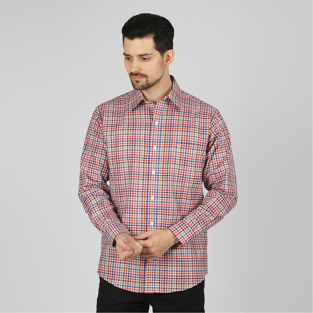 Kemeja Ethan White Lengan Panjang Pompee Check OG