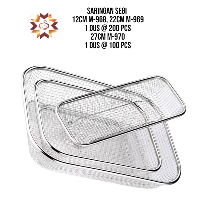 Peniris Gorengan / Tirisan Segi Lubang Stainless / Saringan Segi Stainlees / Tirisan Minyak Goreng 2