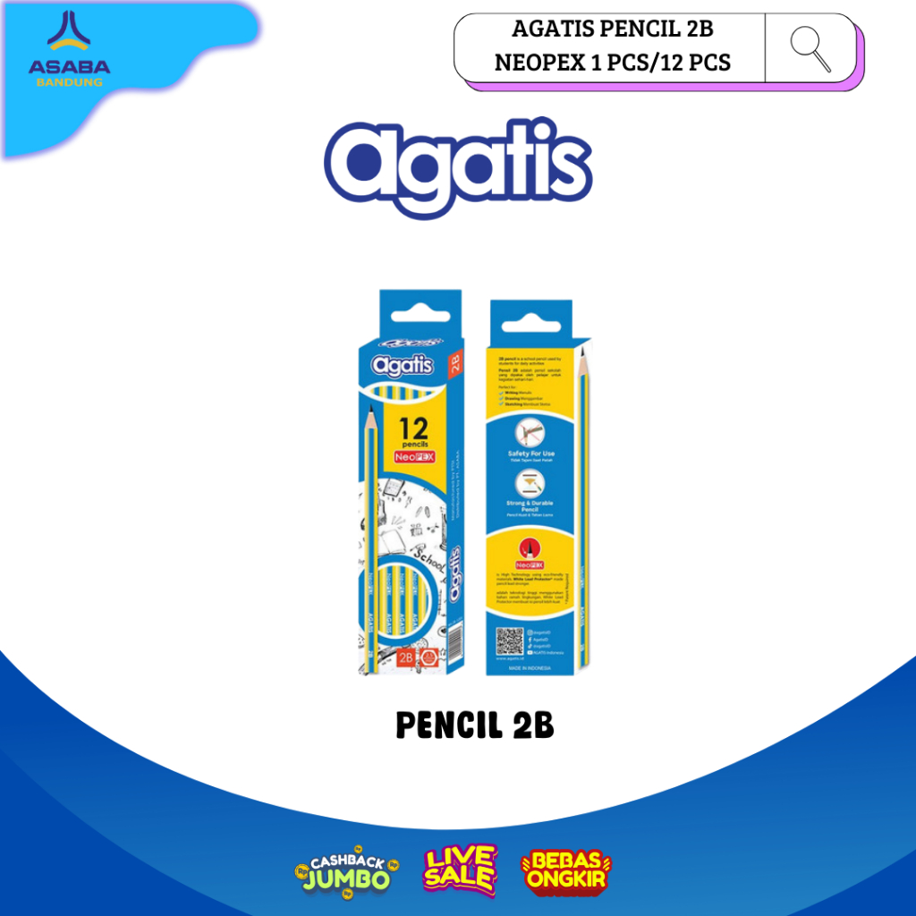 

Asaba Bandung - Agatis Pensil 2B Neopex / Pensil 2B 1 Pak / Pensil 1 Pack isi 12 Pcs