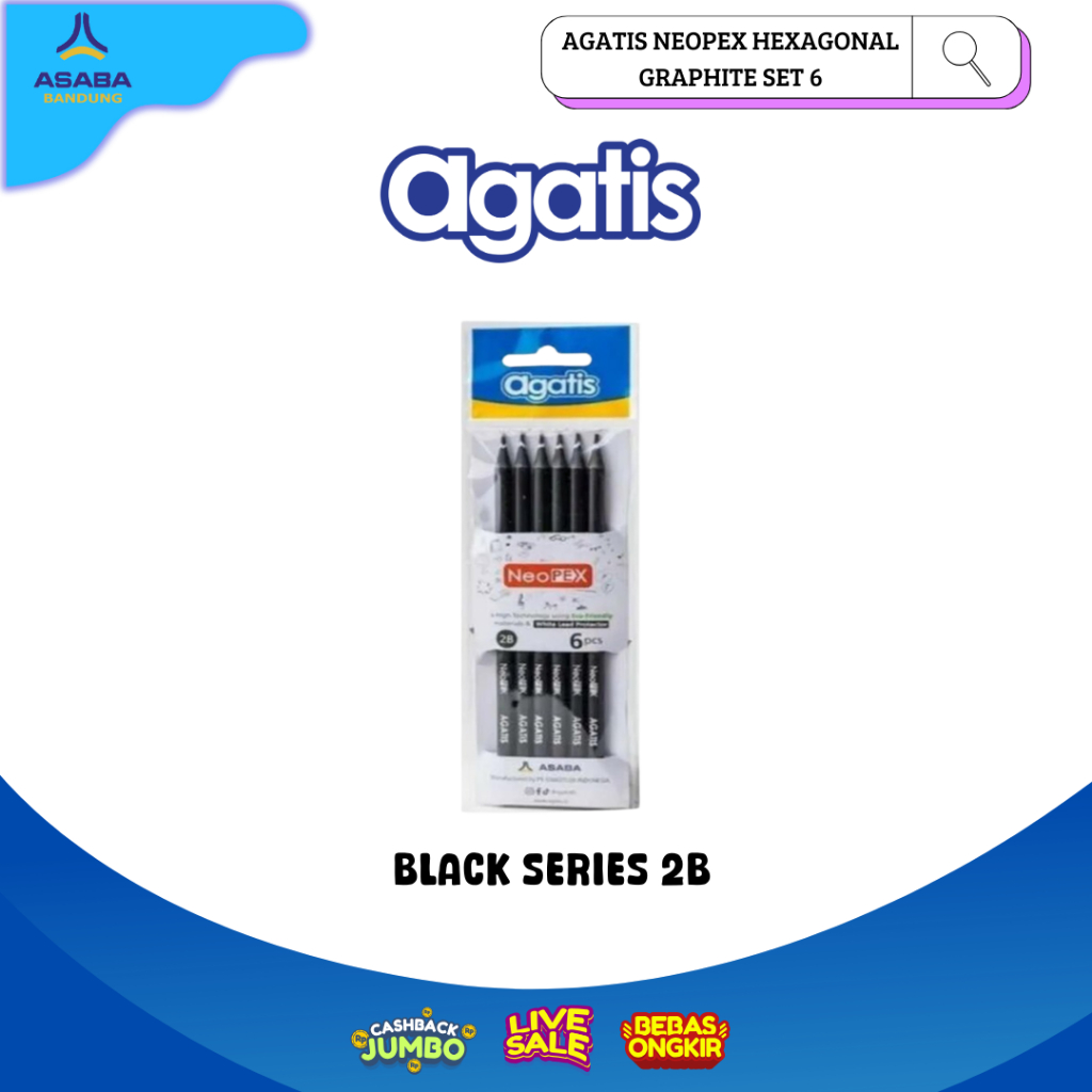 

Asaba Bandung - AGATIS NEOPEX HEXAGONAL GRAPHITE PENCIL BLACK SERIES 2B SET 6 PCS