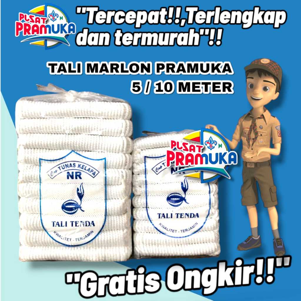 

Tali tambang pramuka marlon premium panjang 10 meter isi 10 biji