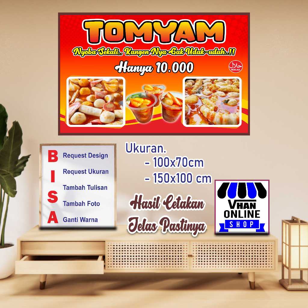 Cetak Spanduk Banner Keren Tomyam atau Jajanan Korea