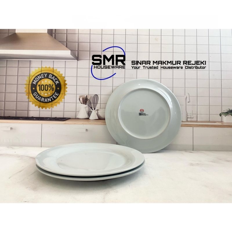 [ 3 PCS ] PIRING MAKAN KERAMIK CEPER PUTIH POLOS UKURAN 10 INCHI MERK JM PORSELEN [ 3 PCS ]