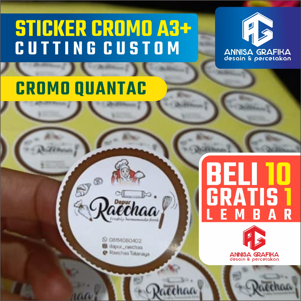 

Cetak Stiker Chromo Cut A3 Murah / Cetak Stiker Label Kemasan Makanan Minuman Online Shop Murah