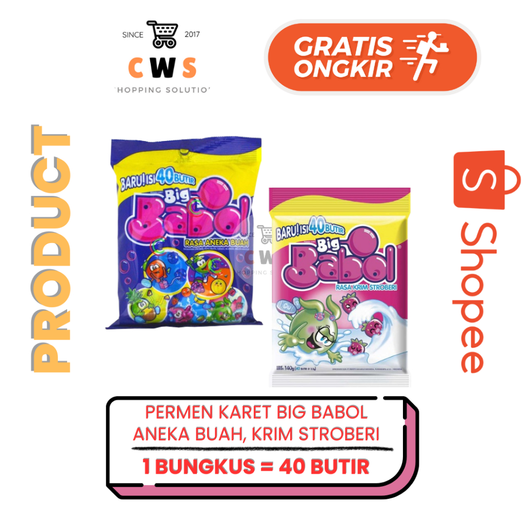 

BIG BABOL ZAK Permen Karet Rasa Aneka Buah Krim Stroberi Tutti Frutti Sour - 1 Bungkus / 40 Butir