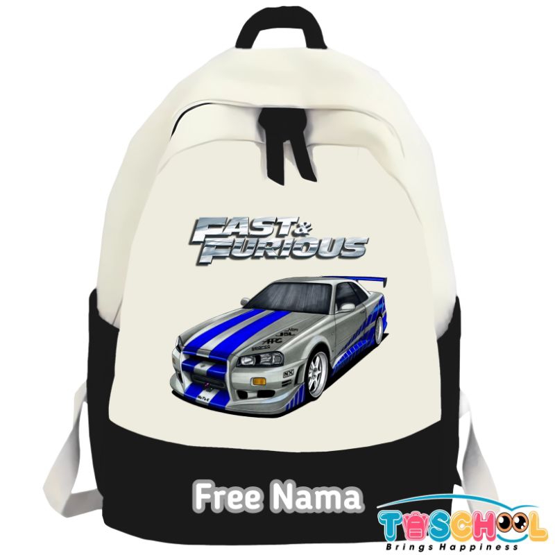 TAS RANSEL ANAK GAMBAR MOBIL FAST &  FURIOUS FREE NAMA