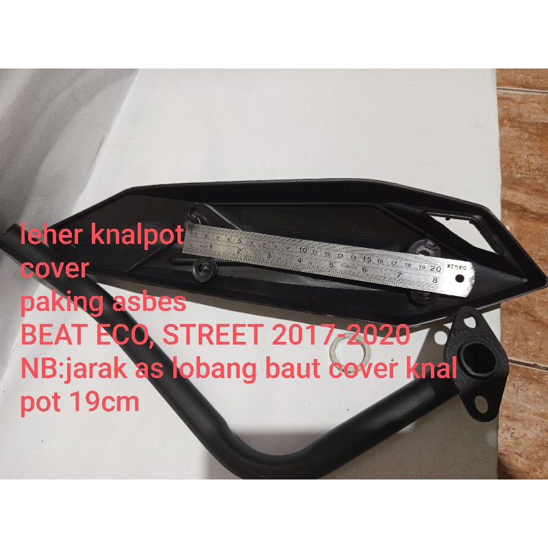 paket leher knalpot+cover+paking asbes beat esp, eco, Street 2016-2020 (jarak as lobang baut cover 1