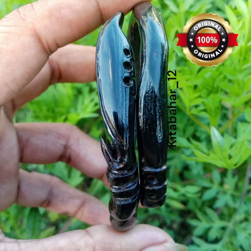 Gelang Akar Bahar Asli Hitam Ukir Kujang 100% Original