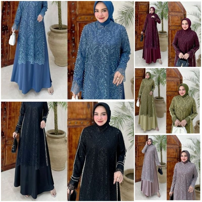 recca dress organza/gaun pesta/gaun ondangan/dress pesta wanita hijab/dress muslim wanita