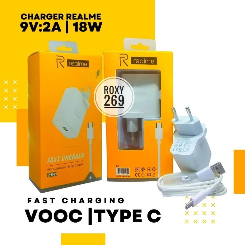 Charger Carger Realme 7 7i 6 6Pro 18W USB Type C Original Ori 18Watt 18 Watt USB C Relmi Rilmi Cas C