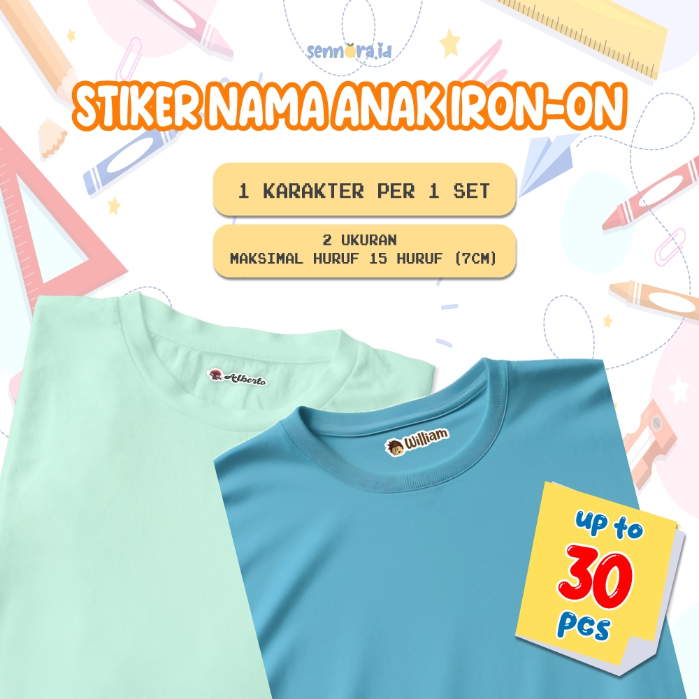 

Stiker Label Nama anak iron-on UNTUK BAJU isi 30pcs